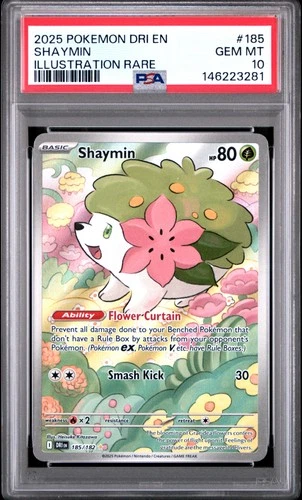 2025 POKEMON DRI EN-DESTINED RIVALS ILLUSTRATION RARE #185 SHAYMIN PSA 10