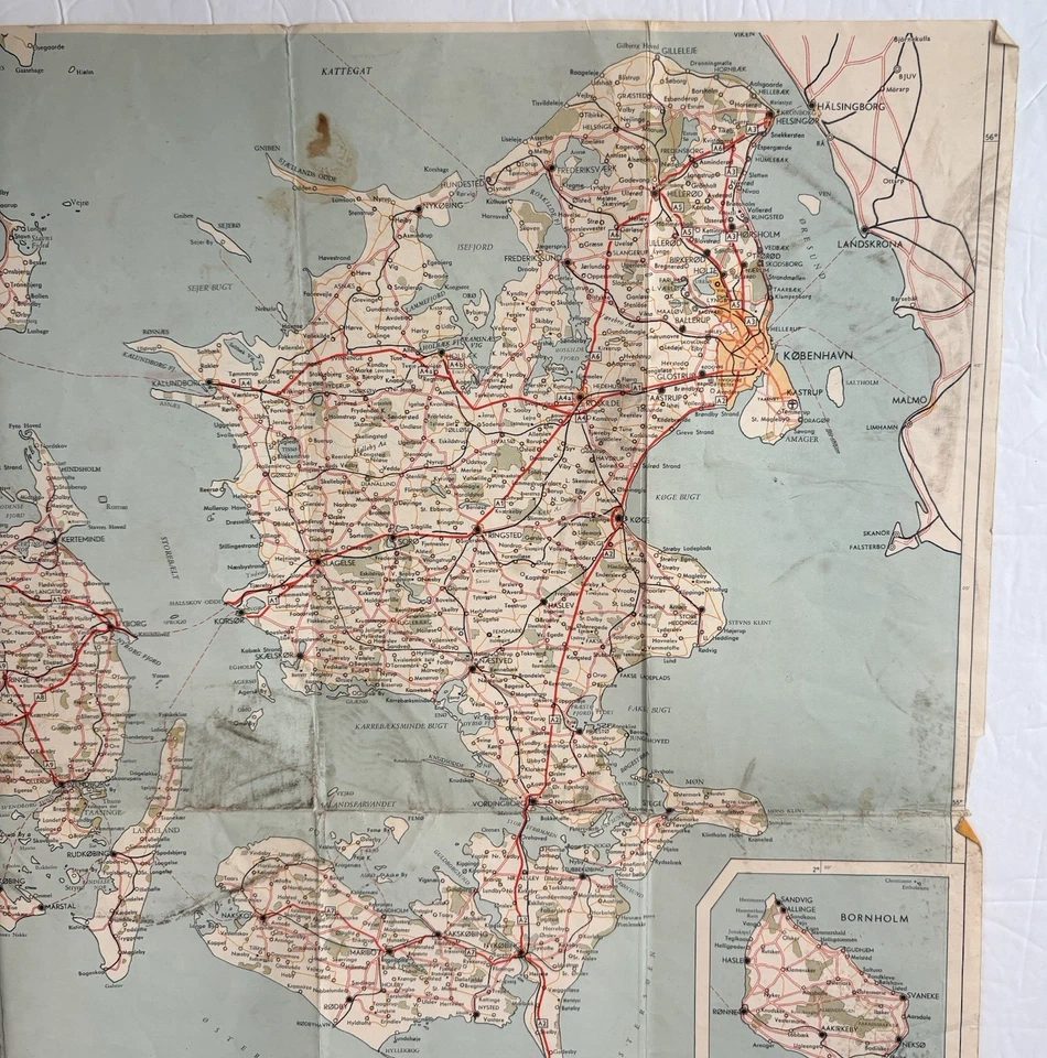 Vintage 1950s BP Oil Denmark Road Map In Danish - Image 4 of 4