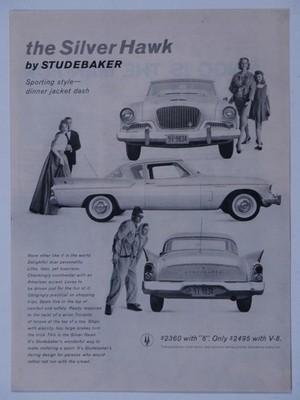 1959 Studebaker Silver Hawk Vintage Sporting Style Original Ad 8.5 x 11''