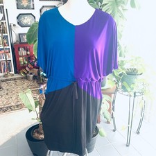 Womens Size 24 COLDWATER CREEK  Color Block Blouson Dress Size 24 Dolman Sleeves