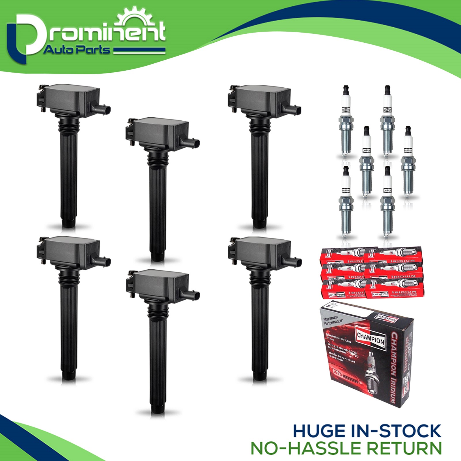 6 Ignition Coil  6 Champion Iridium Spark Plug for 11-23 Dodge Challenger 3.6L