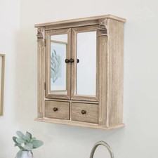 Wooden Mirrored Bathroom Cabinet bathroom shelf shelving storage unit rustic