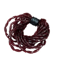 ANGELA CAPUTI Bracciale 11 Fili Perline Resina Rosso Profondo Nero