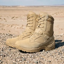 Men Military Tactical Work Boots Side Zipper Motorcycle Hiking Combat Boots