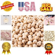 1000pcs 6MM Wood Beads Natural Unfinished Round Wooden Loose Beads Wood Space...