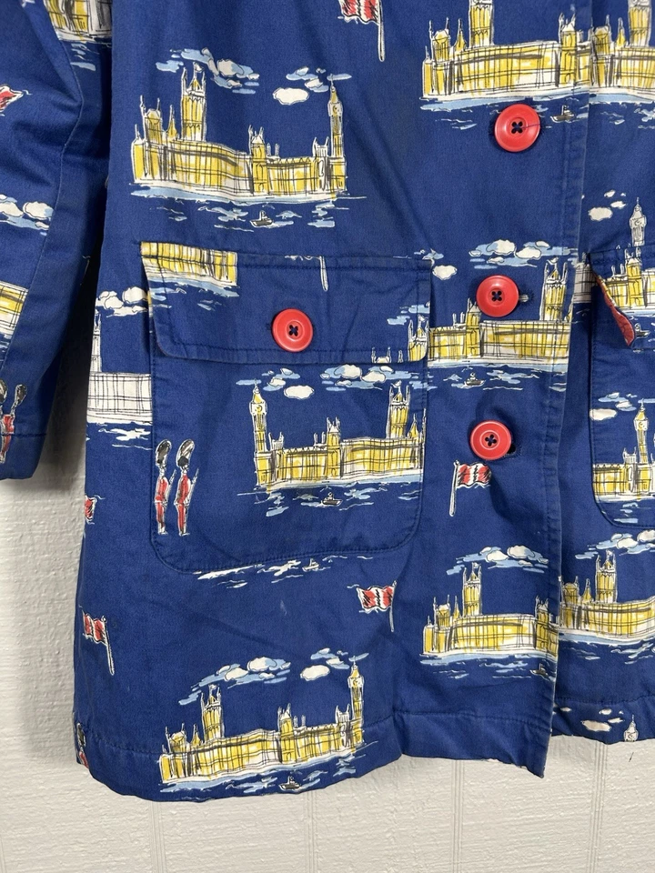 Chaqueta azul con capucha con estampado integral Mini Boden para niñas talla 9-10Y London Palace Foto 3 de 4