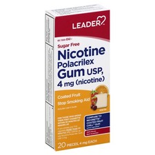 Leader Nicotine Gum Stop Smoking Aid Sugar Free Iced Mint Flavor 4 mg ea 20 ct