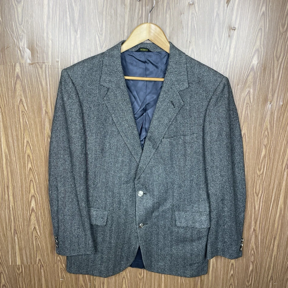 Eisenberg and Eisenberg Sport Coat Mens 38S Gray Soft Tweed Silver Buttons USA - Image 2 of 4