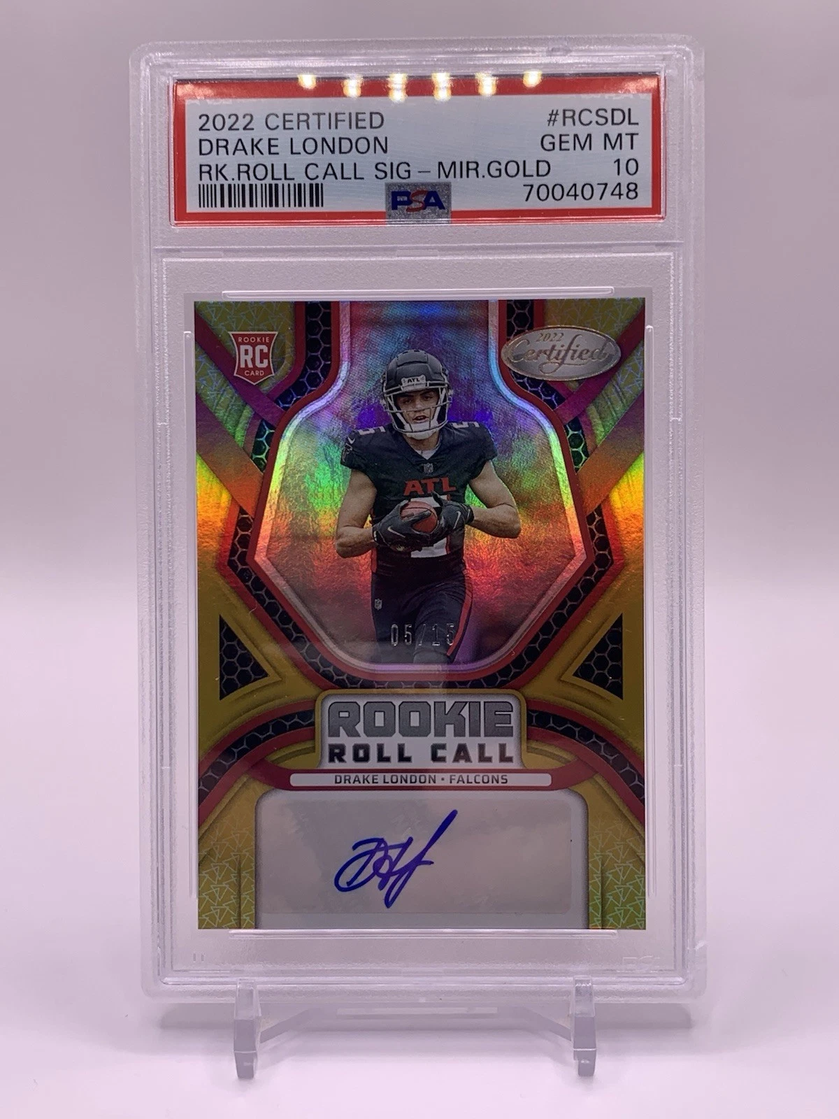 Drake London Panini Certified Rookie Roll Call Signatures #RCSDL Mirror Gold