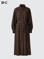 Uniqlo Plaid Bell Sleeve Shirt Dress M Used Good Condition