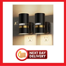2 Pack Plug In Motion Sensor Night Light Warm White Adjustable Brightness