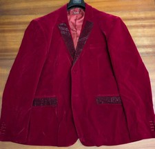 Barabas Men's Red Velvet Smoking Studded Jacket Blazer Evening Slim Fit 50R-4XL