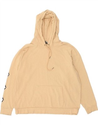 VOLCOM Damen Grafik Hoodie Pullover UK 16 Large Beige Baumwolle AB06