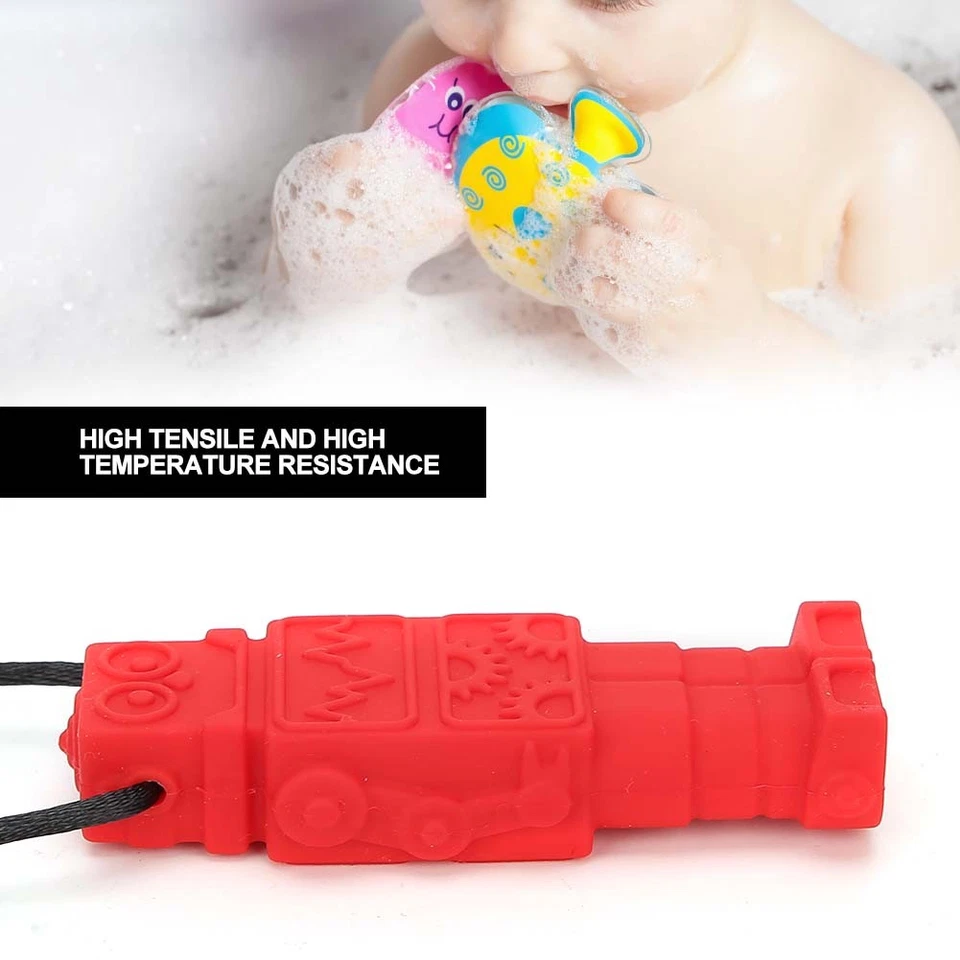 Silicone Robot Shape Teether Baby Chewing Pendant Necklace Teething Stick - Image 2 of 4
