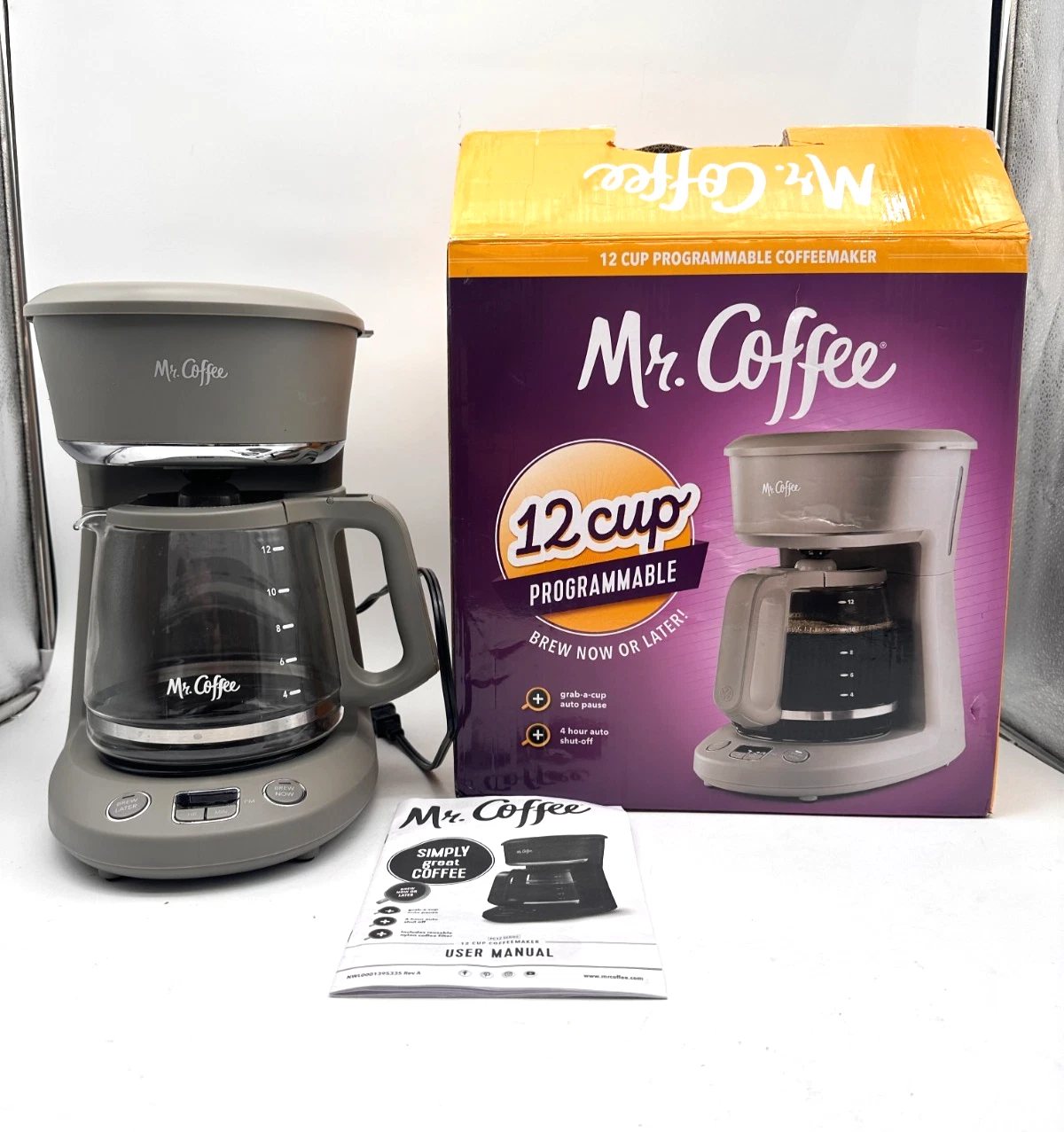 Mr. Coffee 12 Cup Programmable Coffee Maker Grey