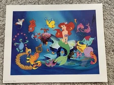 Vtg Disney The Little Mermaid Lithograph Poster 11” X 14” Made USA 90s Official