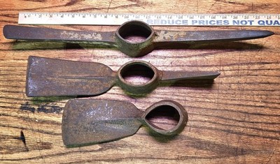Vintage Primitive Antique Pick Axe Adze Lot Of 3 Rusty