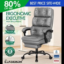 ELFORDSON Executive Office Chair High Back Dual-Padded Recliner Footrest Gaming