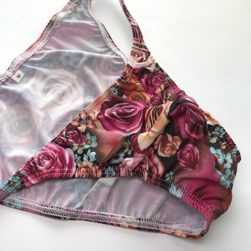 K377 P Herrenschnur Bikinisette schmale Taille bedruckt weiches Jersey rosa Blumen - Bild 18 von 32