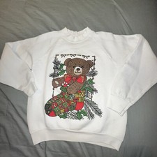 Vintage Bear Happy Holidays Crewneck Hanes Sweatshirt Small