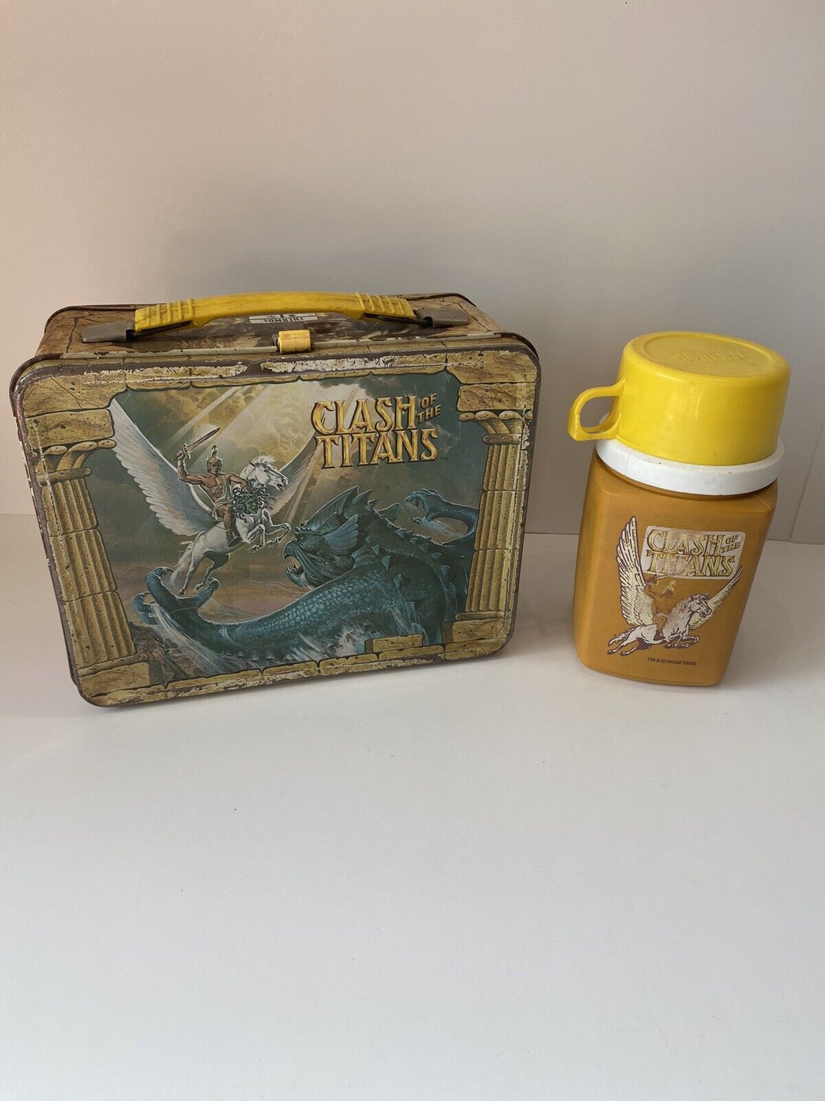 Vintage Clash of the Titans Metal Lunch Box with Thermos 1980