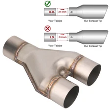 1pc/2pcs Exhaust Tip Y-Pipe 2.5" Dual Out /2.5"inch Single Inlet Stainless Steel