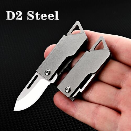 Mini Navaja de Bolsillo Plegable D2 Hoja Cuchillo Camping Llavero Cuchillo - Imagen 2 de 6