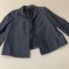 Talbots Linen Open Front Blue Blazer Women s Size 10 Excellent Condition