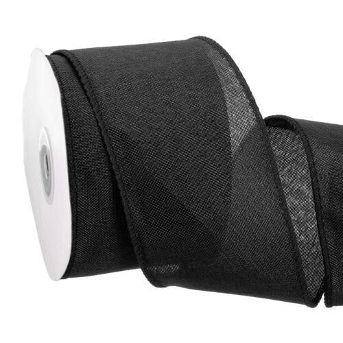 Wired Edge Ribbon 2-1/2 Inch Width x 10 Yard Burlap Wired Ribbon Black