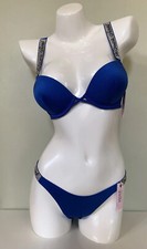 Victoria's Secret Shine Strap Add-2 Cups Push Up Bikini Swim Set 32A 32B Blue
