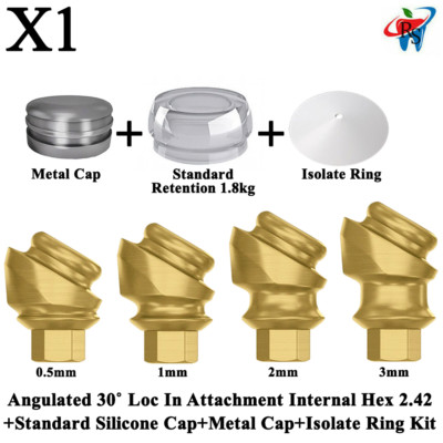 1x Kit Angulated 30˚ Loc In Attachment Internal Hex 2.42 Standard Cap Ring Dent