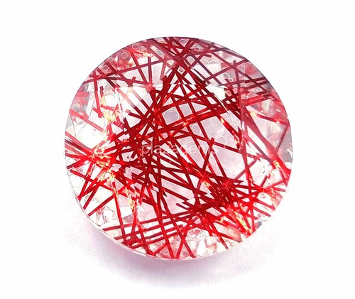 Red Rutilated Quartz 60 Ct Certified Round Cut Loose Gemstone 25x25mm 4OUH - Picture 2 of 8