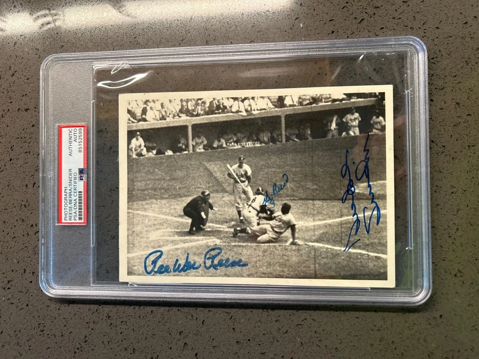 1955 W.S. Game 1 Robinson Steals Home Type 1/2/3 Photo PSAAUTO YOGI,REESE,SNIDER - Image 3 of 4