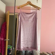 urban outfitters lanni, pink / purple lace trim mini dress, size L