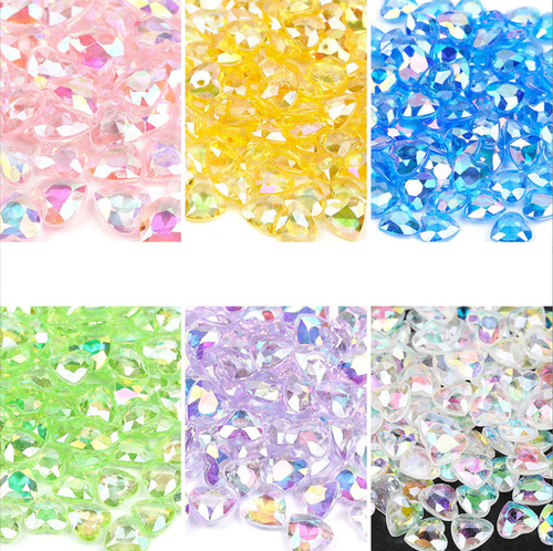 10Pcs 3D Multiple Color Heart Resin Flatback Nail Art Decoration NH17 - Picture 2 of 14