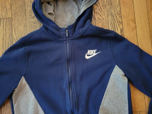 Nike Boys Large Hoodie Zip Up Jacket Youth Navy Blue u0026 Gray | eBay