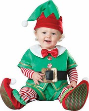 Santa's Lil Elf Infant Costume Zippered Jumpsuit Christmas Fancy Dress Toddler