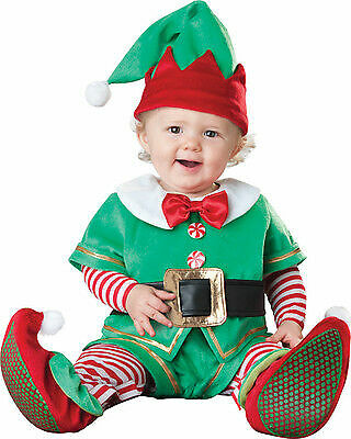Santa's Lil Elf Infant Costume Zippered Jumpsuit Christmas Fancy Dress  Toddler