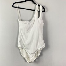 Aerie Full Coverage One-Piece Swimsuit Size XL One Shoulder White