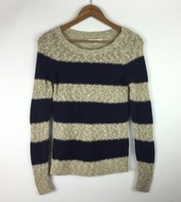 Ann Taylor Loft Women  s Size XS Beige And Blue Crewneck Knit Sweater