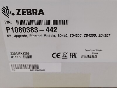 Zebra Kit Upgrade  Ethernet Module  ZD410  ZD420C  ZD420D  ZD420T P1080383-442