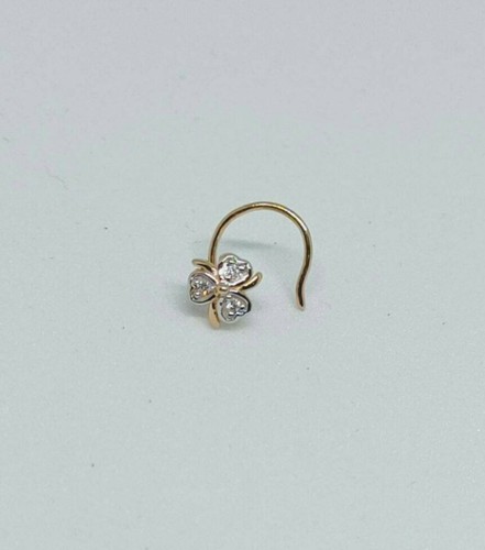 Diamond Nose Pin 14k Solid Gold Genuine Ring Women Christmas Gift - Picture 12 of 12