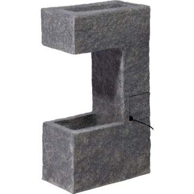 Dobar Polyresin Brunnen + Pumpe LEDs eckig Gartenbrunnen Dekobrunnen Zierbrunnen