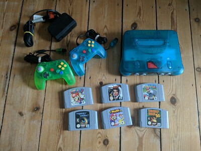 Nintendo 64 Ice Blue N64 Konsole Brawler 64 Controller Spiele Bundle PAL