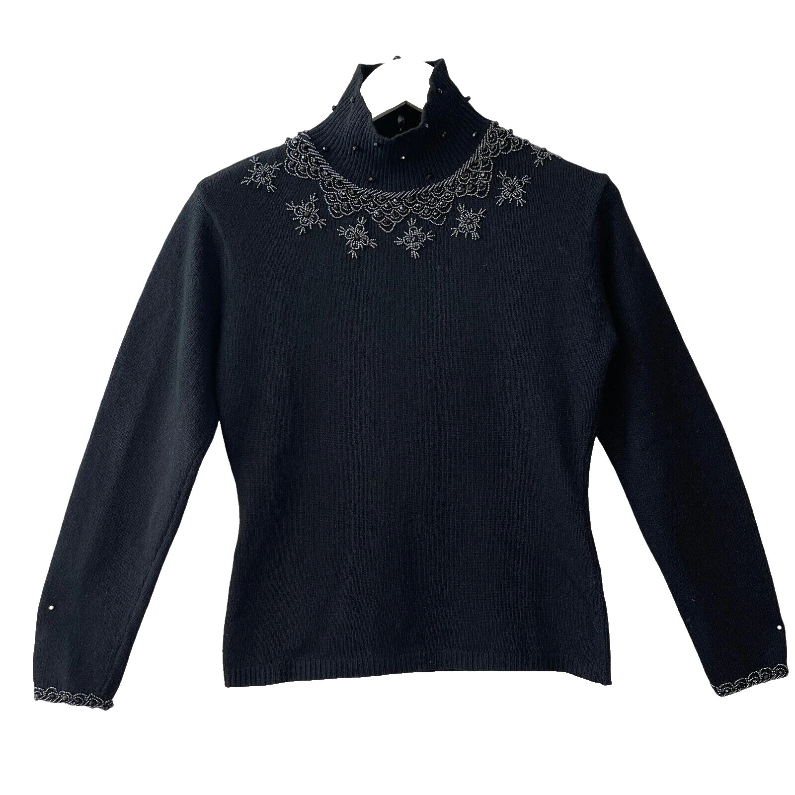 Black Beaded Vintage Sweaters for Women