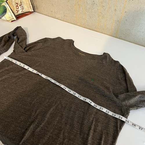 Polo Ralph Lauren Mens XXL Brownstone Grey Long Sleeve Tshirt Green Pony Casual - Picture 10 of 11