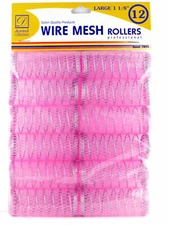 DONNA 1-1/8" WIRE MESH HAIR ROLLERS - 12 PCS. (7893)