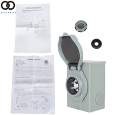 30 Amp RV Power Generator Inlet Box NEMA L14-30P 125/250V 4 Prong Weatherproof
