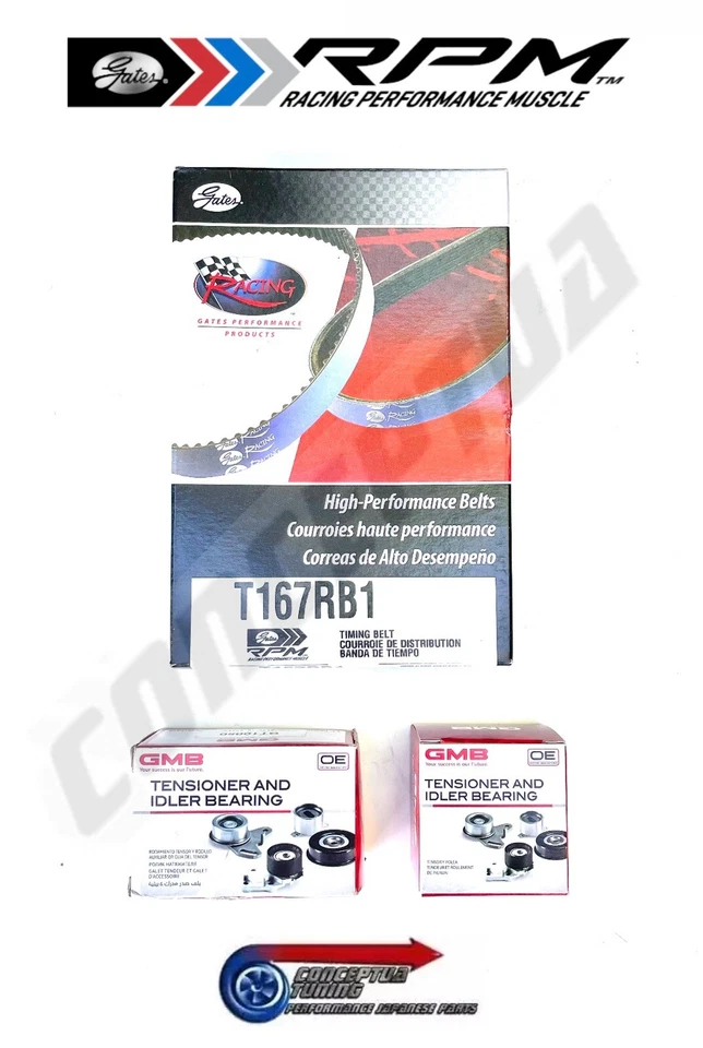 Kit Cinghia Distribuzione Gates RPM Blu Performance GMB - per Mitsubishi EVO 4 5 6 7 8 9 - Immagine 2 di 3