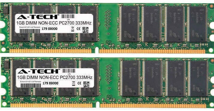 RAM A-Tech 1 GB PC2700 DDR 333 MHz – 184 Pin DIMM, DDR1, Bassa Densità, Nuova